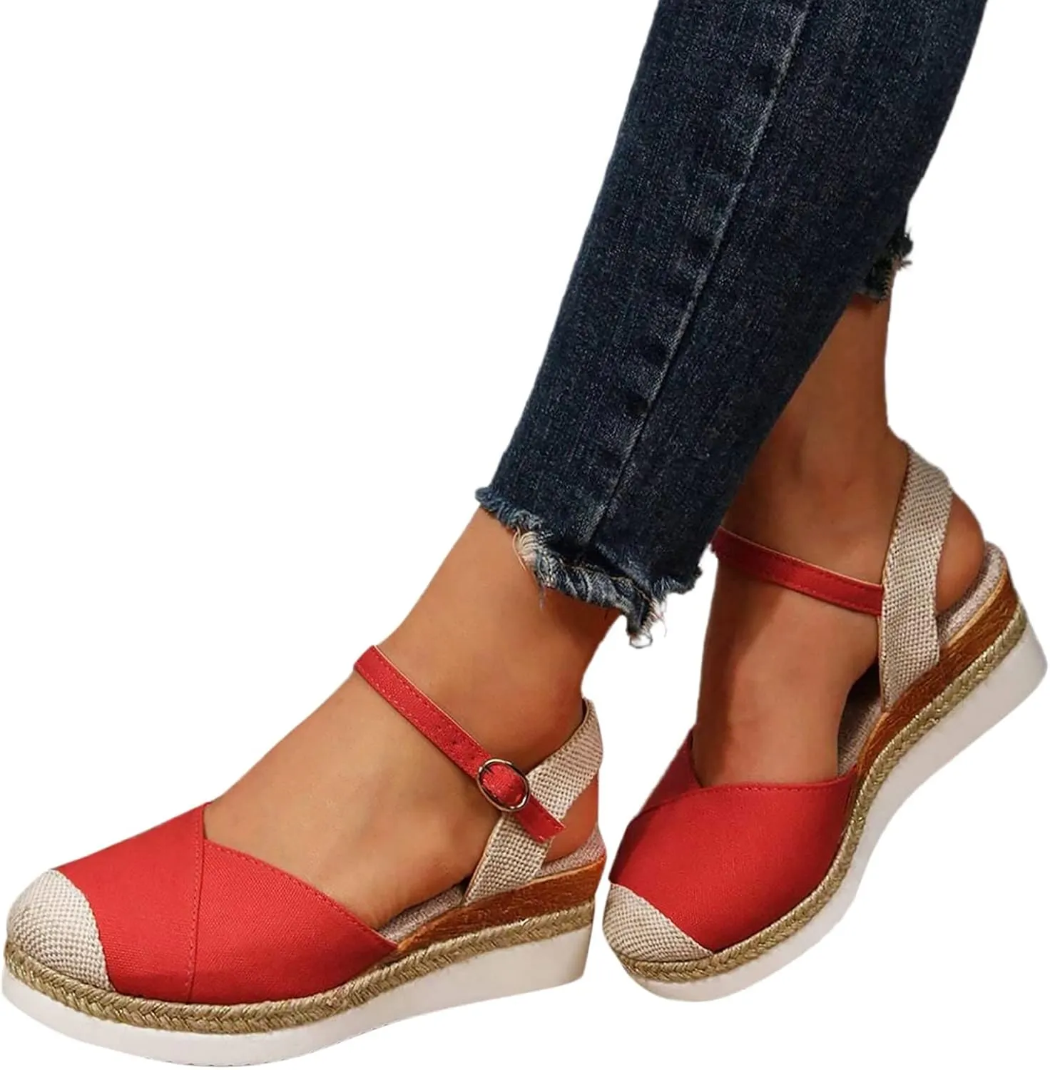 Women'S Sandals 2025 Closed Toe Platform Vacation Wedges Shoes Waterproof Espadrilles For Resort Espadrille Summer Heels