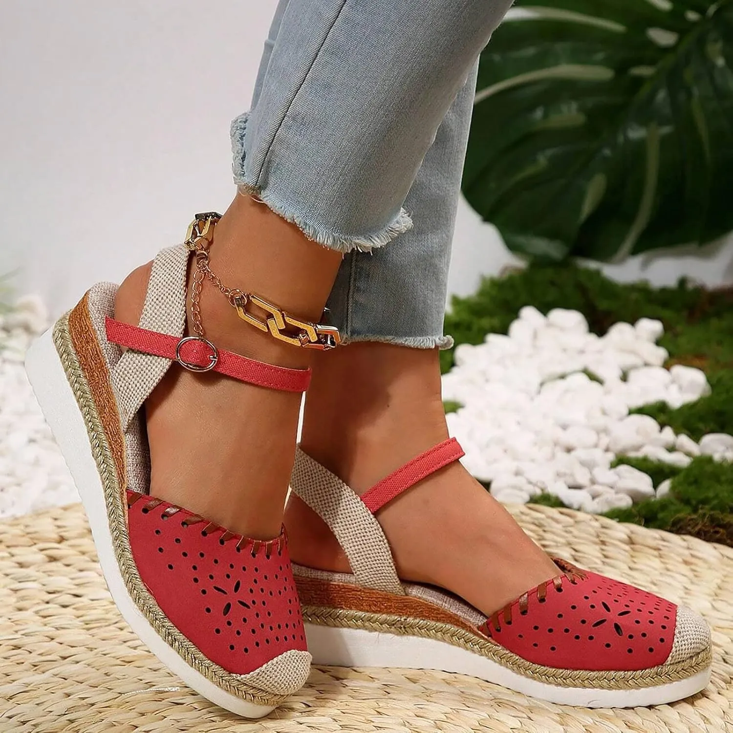Women'S Sandals 2025 Closed Toe Platform Vacation Wedges Shoes Waterproof Espadrilles For Resort Espadrille Summer Heels