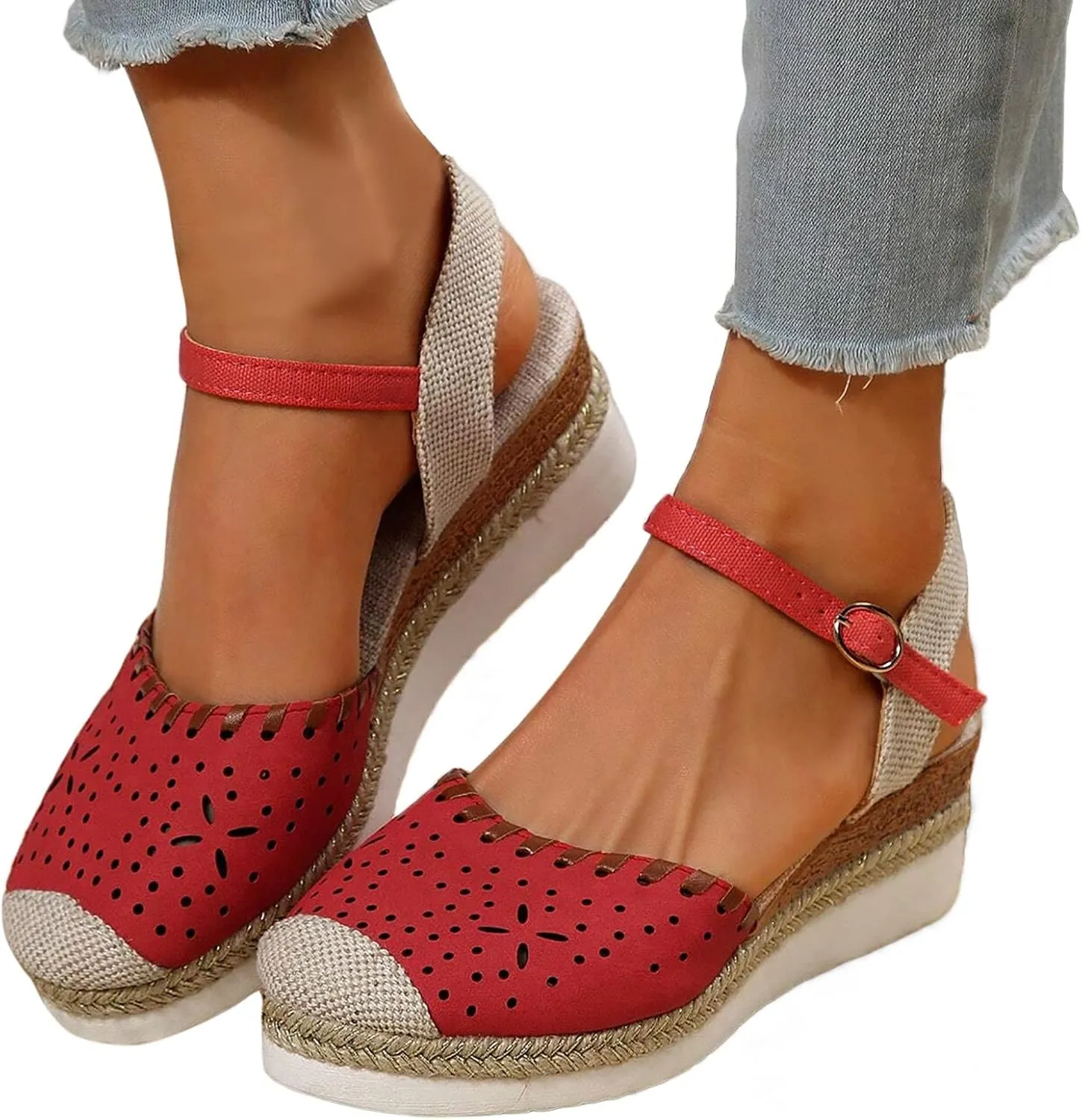 Women'S Sandals 2025 Closed Toe Platform Vacation Wedges Shoes Waterproof Espadrilles For Resort Espadrille Summer Heels