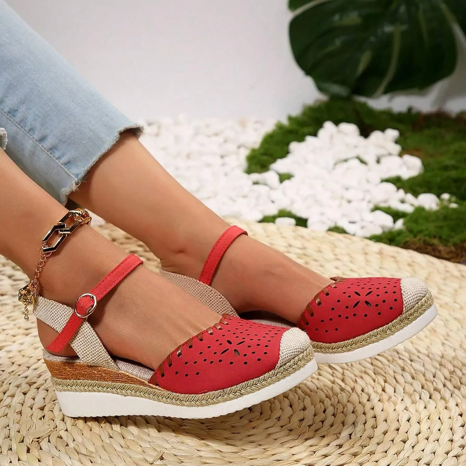 Women'S Sandals 2025 Closed Toe Platform Vacation Wedges Shoes Waterproof Espadrilles For Resort Espadrille Summer Heels