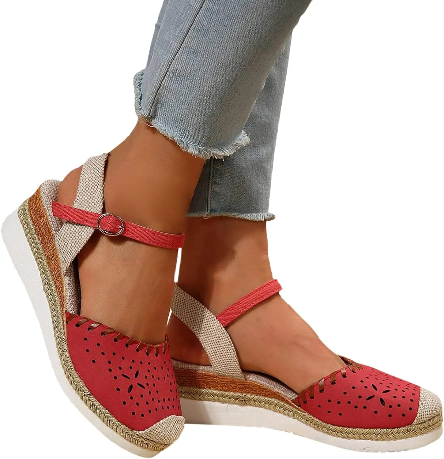 Women'S Sandals 2025 Closed Toe Platform Vacation Wedges Shoes Waterproof Espadrilles For Resort Espadrille Summer Heels