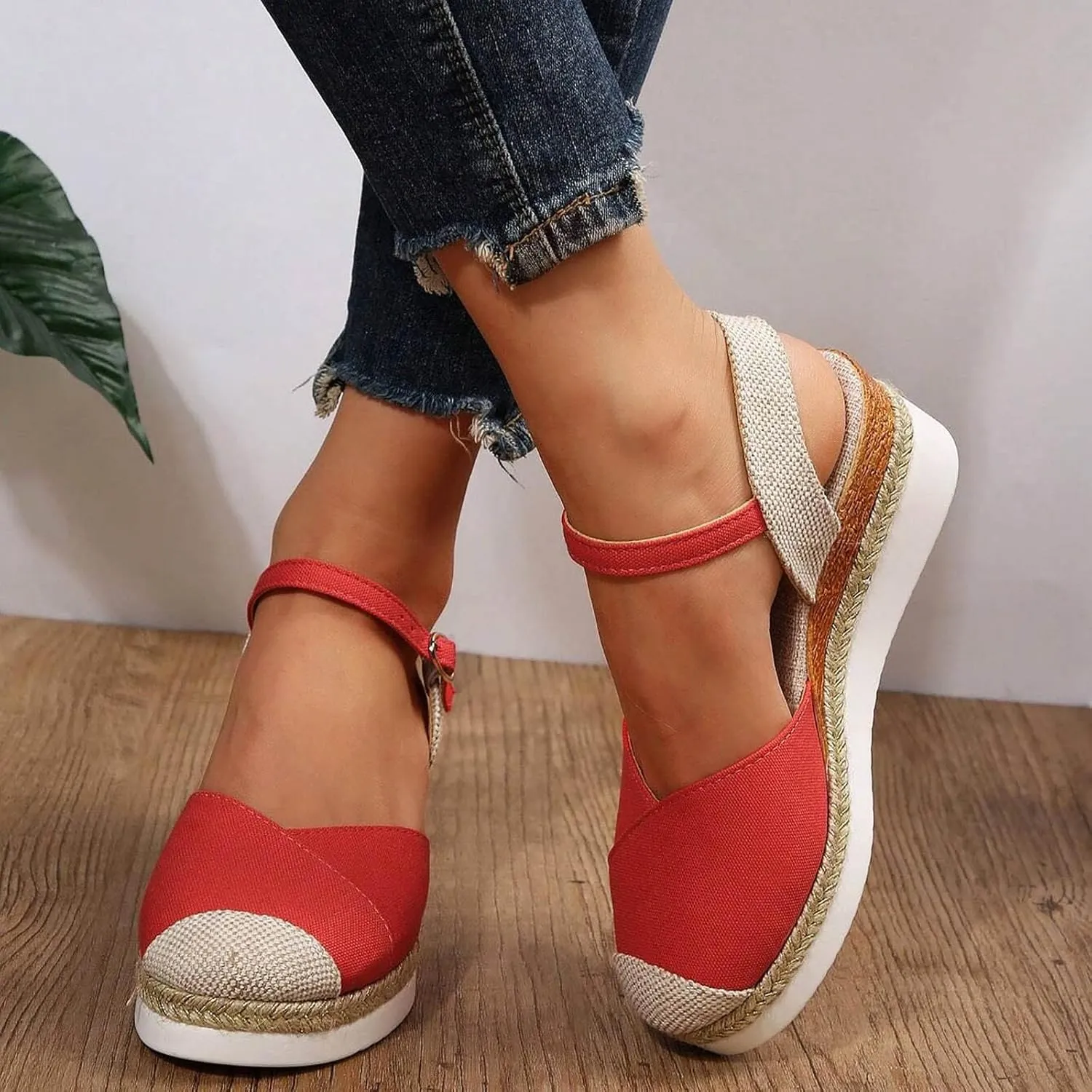 Women'S Sandals 2025 Closed Toe Platform Vacation Wedges Shoes Waterproof Espadrilles For Resort Espadrille Summer Heels