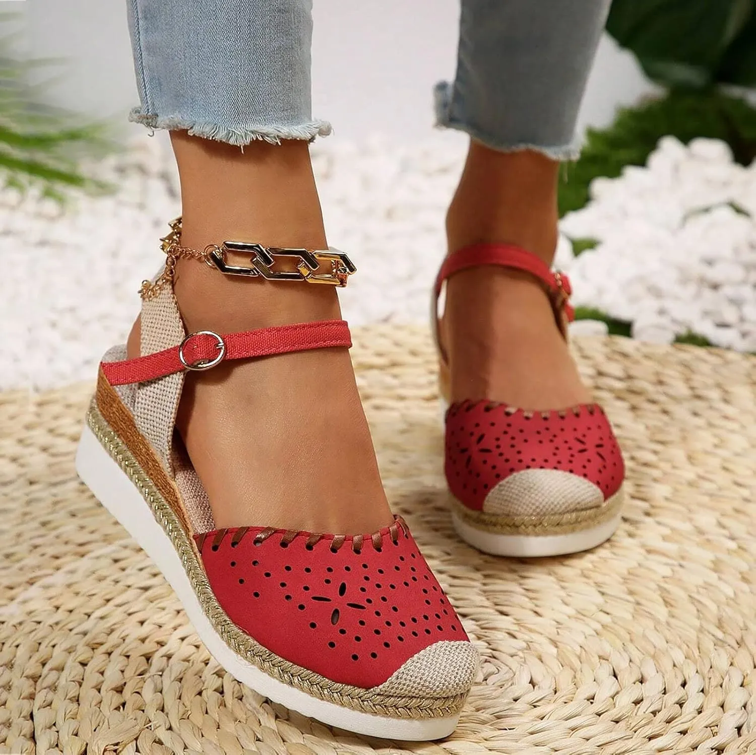 Women'S Sandals 2025 Closed Toe Platform Vacation Wedges Shoes Waterproof Espadrilles For Resort Espadrille Summer Heels