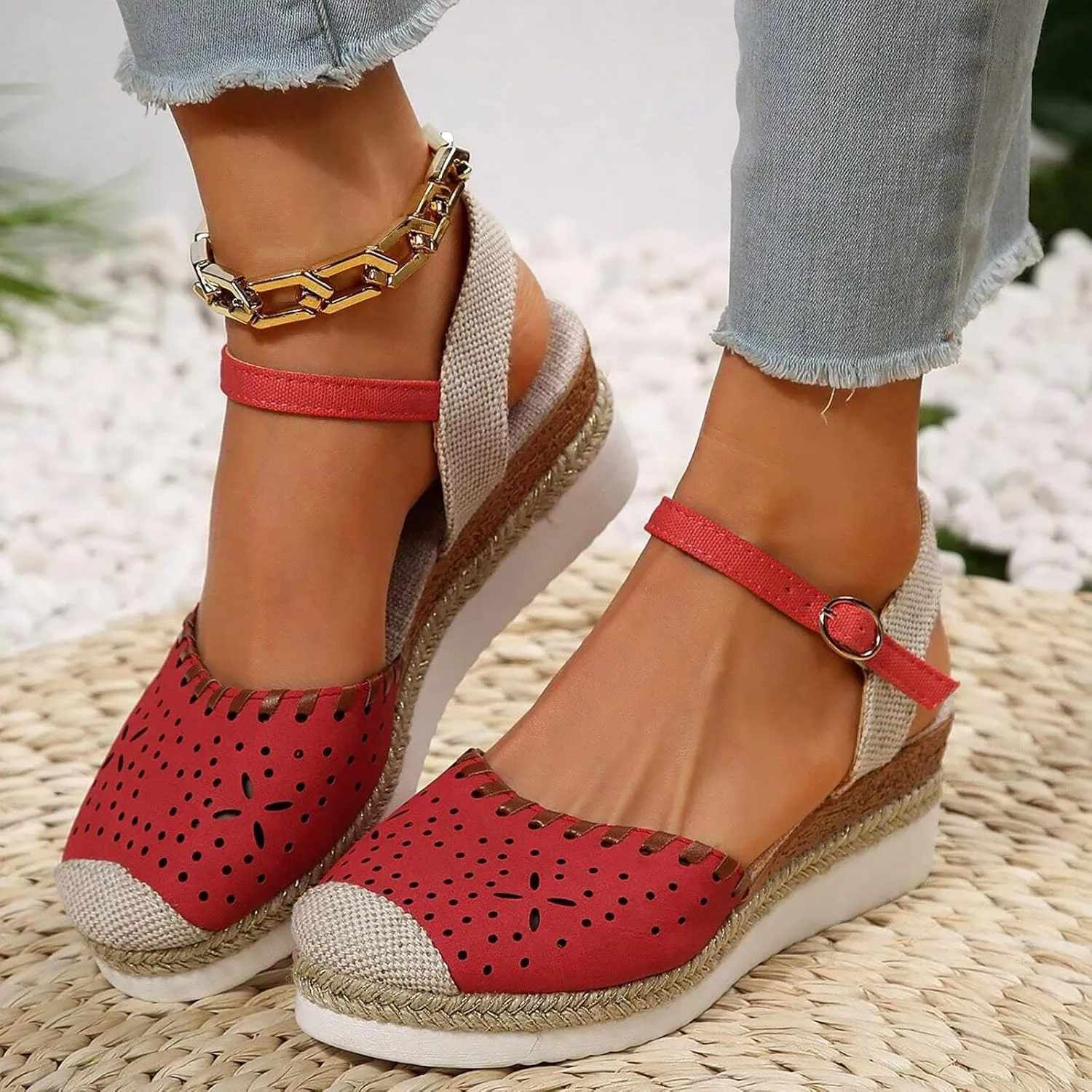Women'S Sandals 2025 Closed Toe Platform Vacation Wedges Shoes Waterproof Espadrilles For Resort Espadrille Summer Heels