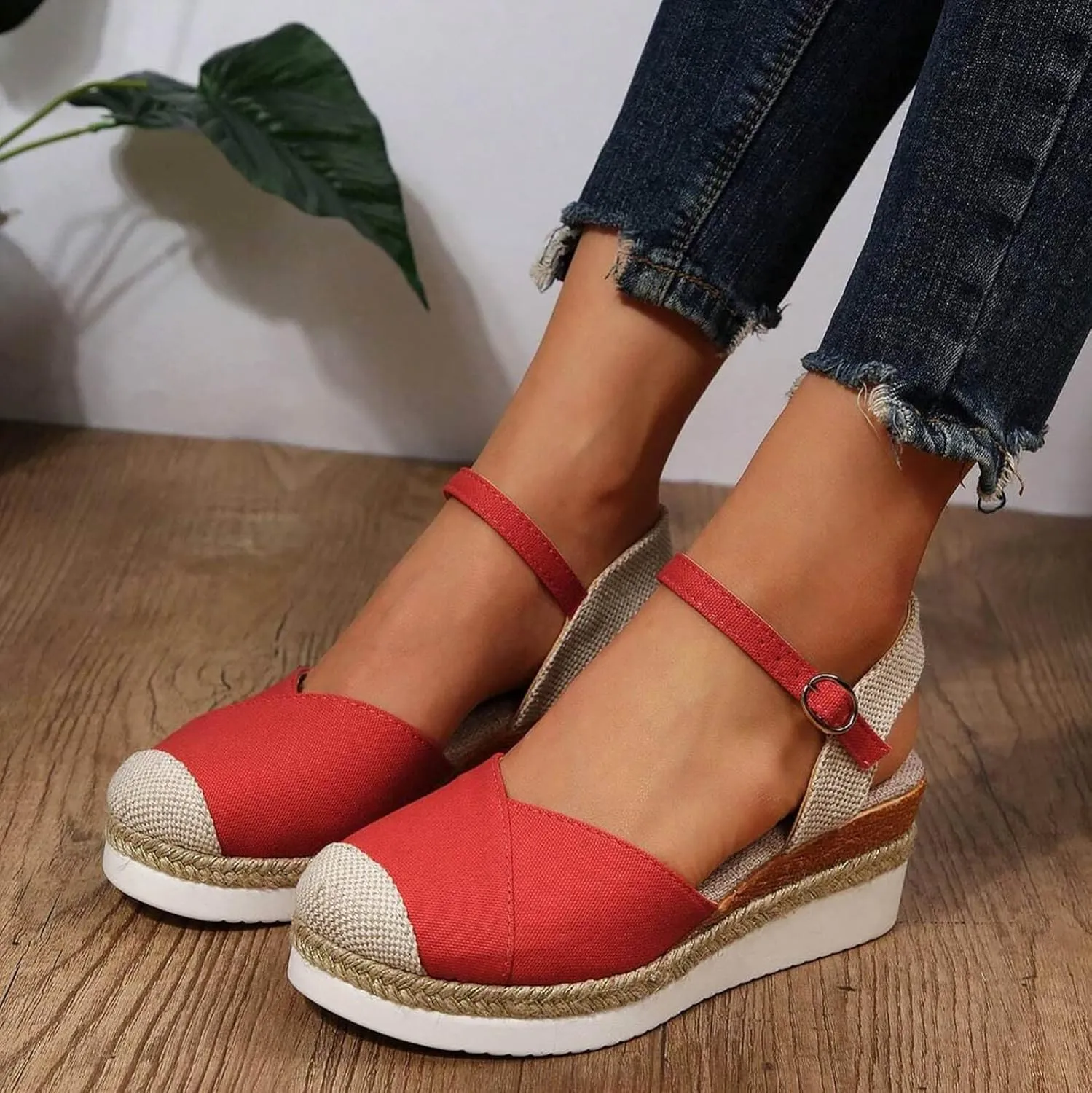 Women'S Sandals 2025 Closed Toe Platform Vacation Wedges Shoes Waterproof Espadrilles For Resort Espadrille Summer Heels