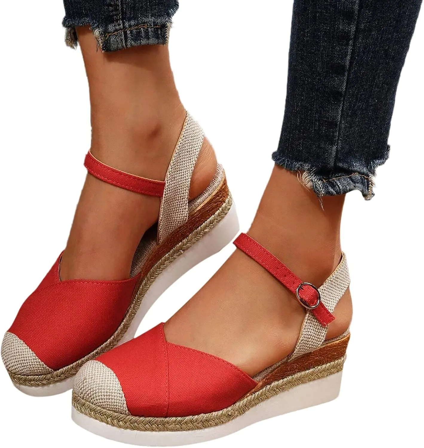 Women'S Sandals 2025 Closed Toe Platform Vacation Wedges Shoes Waterproof Espadrilles For Resort Espadrille Summer Heels
