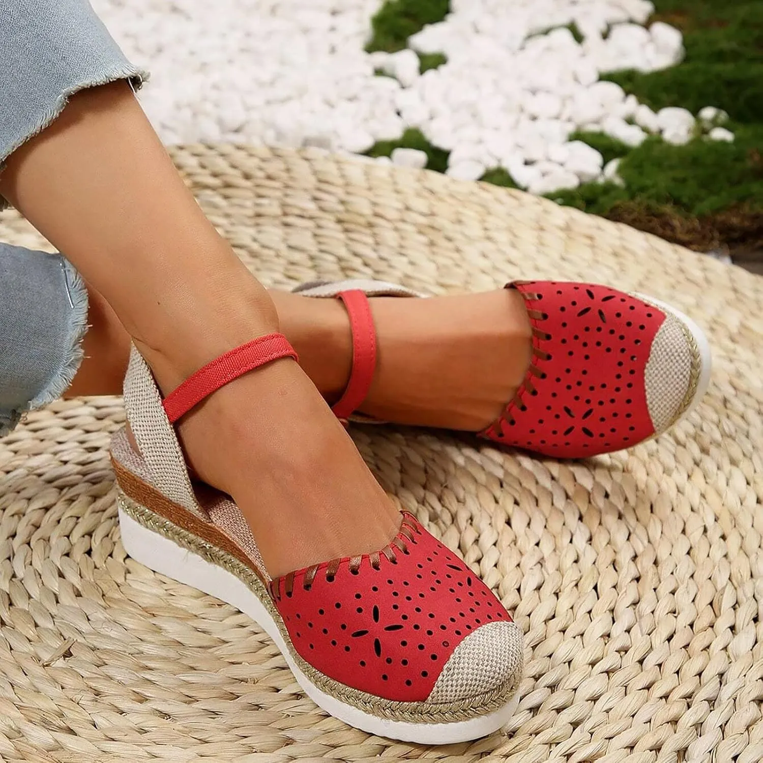 Women'S Sandals 2025 Closed Toe Platform Vacation Wedges Shoes Waterproof Espadrilles For Resort Espadrille Summer Heels