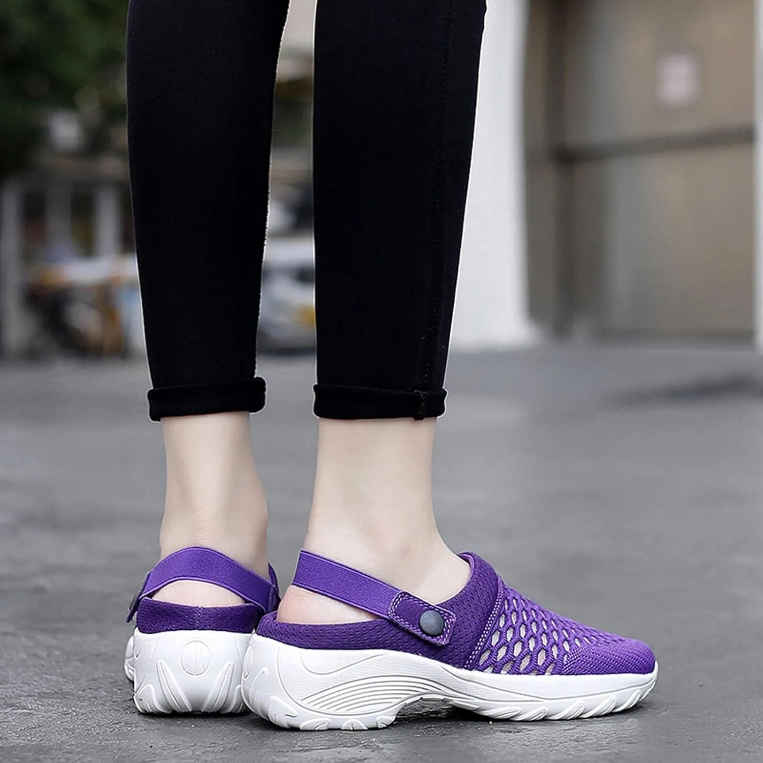 Womens Slip-on Walking Shoes,Orthopedic Diabetic Knit Mesh Breathable Casual Shoes with Arch Support Summer Outdoor Non-Slip Platform Sneakers Sandals