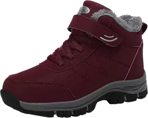 Womens Snow Boots Winter Boots for Women Warm Fur Lined Sneakers Comfortable Ankle Booties Outdoor Hiking Boots for Women Casual Fashion Lace-up Sneaker Non-Slip Shoes with Hook Loop