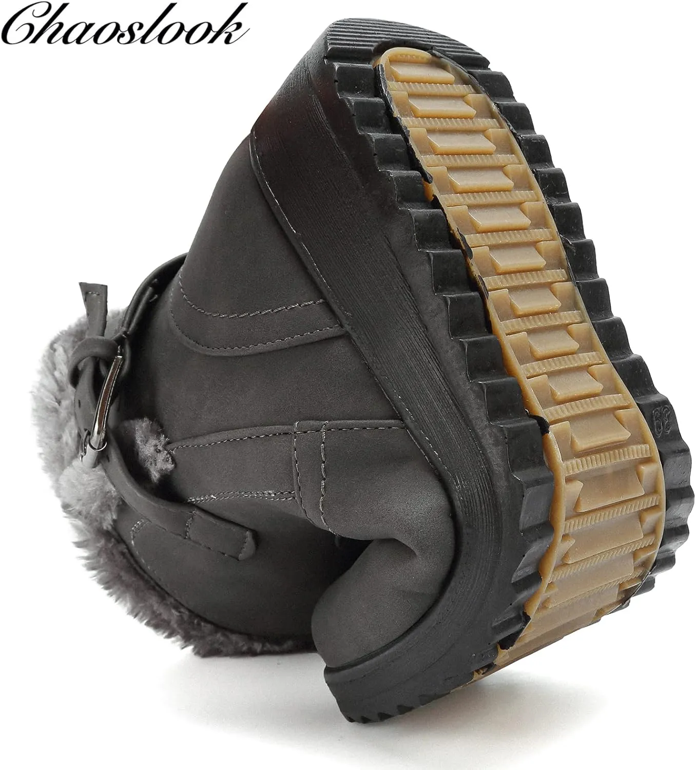 Womens Snow Boots with Zipper Waterproof Leather Fur Lined Winter Warm Boots for Women Comfortable Platform Fashion Ankle Booties