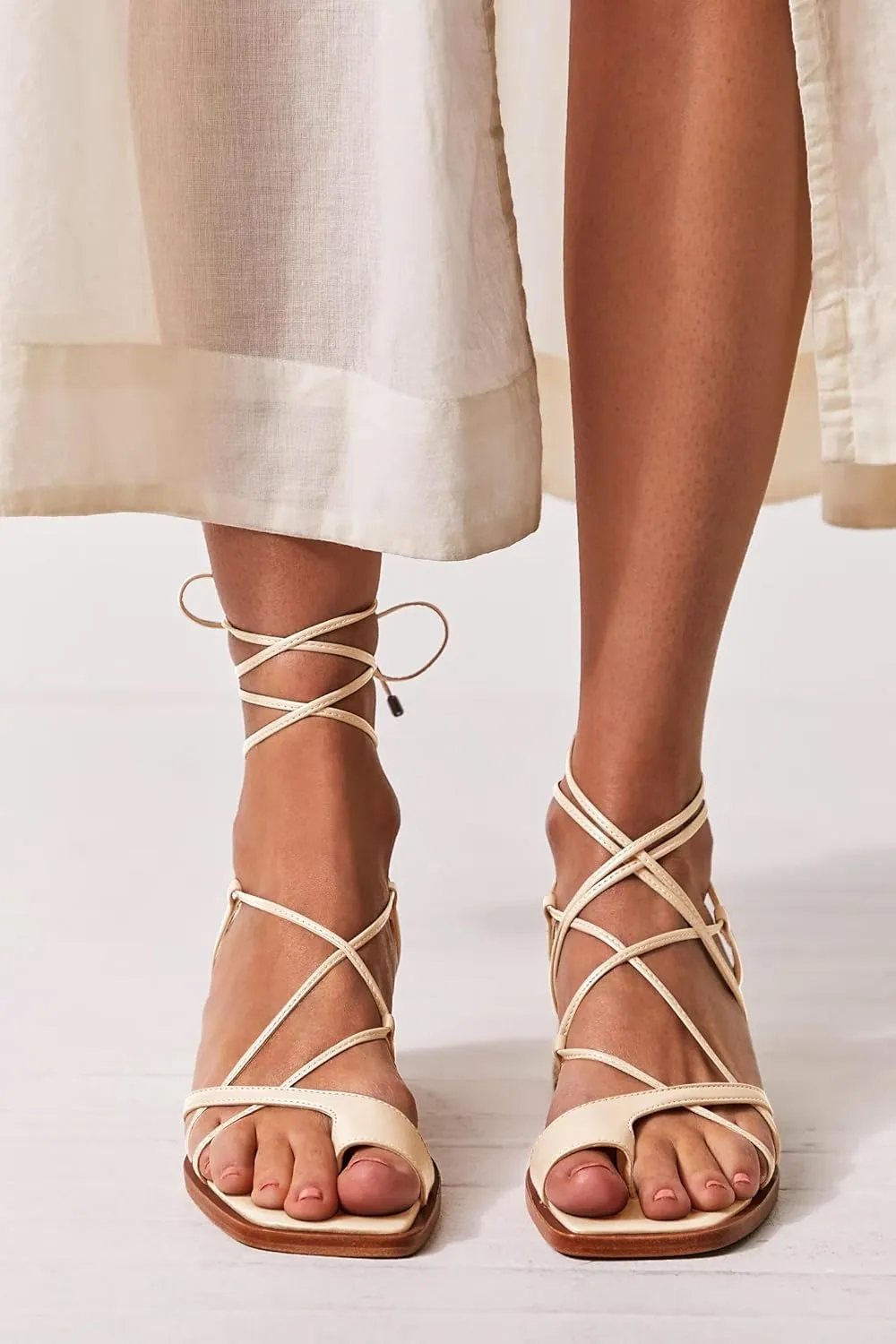Womens Strappy Heels Thong Gladiator Flat Sandals Dressy Summer Low Chunky Block Heeled Roman Shoes
