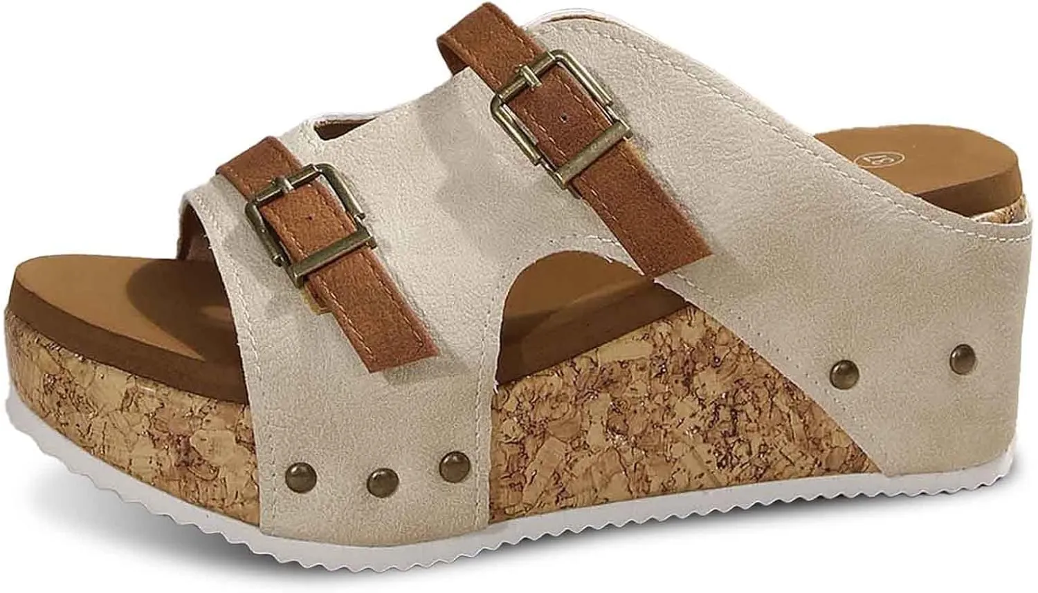 Women's Summer Platform Sandals Slip On Comfortable Wedge Slippers with Buckle Strap Casual Outdoor Beach