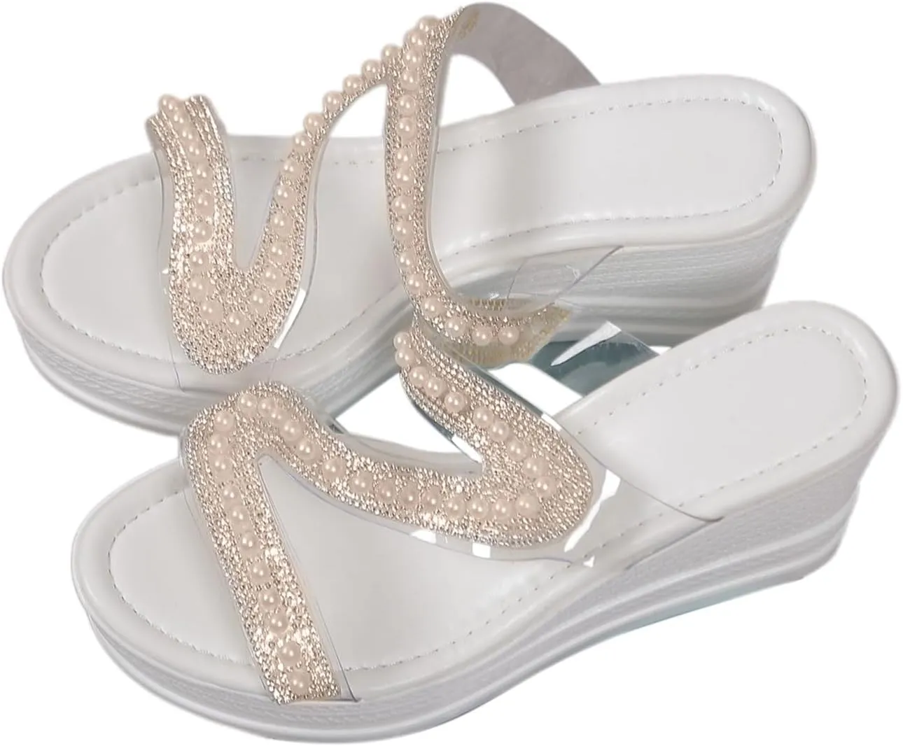 Women's Summer Wedge Sandals Comfortable Casual Slip On Open Toe Shoes for Beach Walking and Daily Outfits