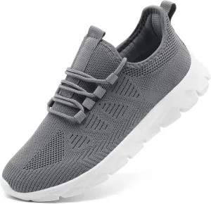 Womens Tennis Running Shoes Walking Comfortable Slip On Breathable Non Slip Athletic Gym Workout Cross Training Fashion Sneakers,Grey Size10