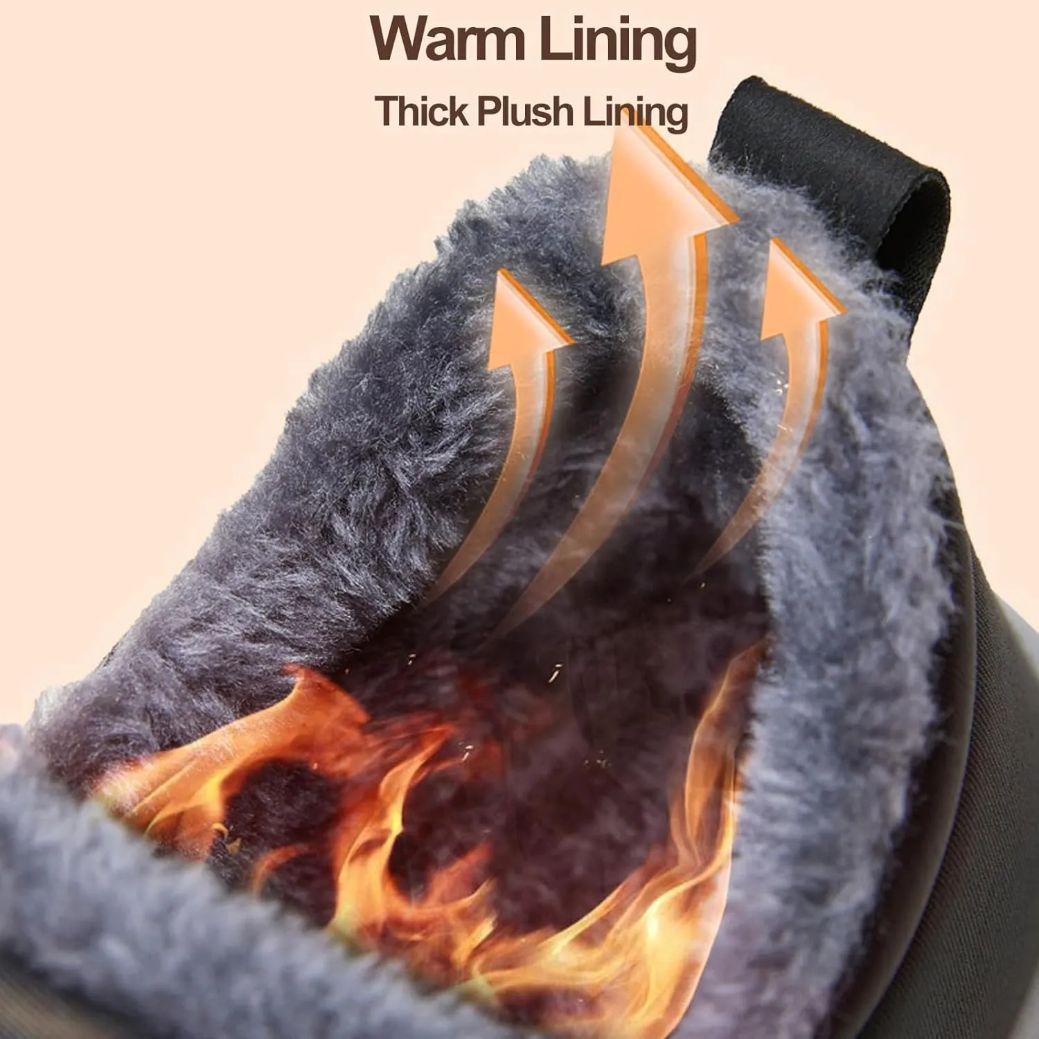 Women's Warm Sheepskin-Lined Boots, Winter Women's Casual Slip-On Warm Boots, Sheepskin Lined Boots Women, Womens Snow Boots Winter Warm Booties Fur Lined Anti-Slip Ankle Booties