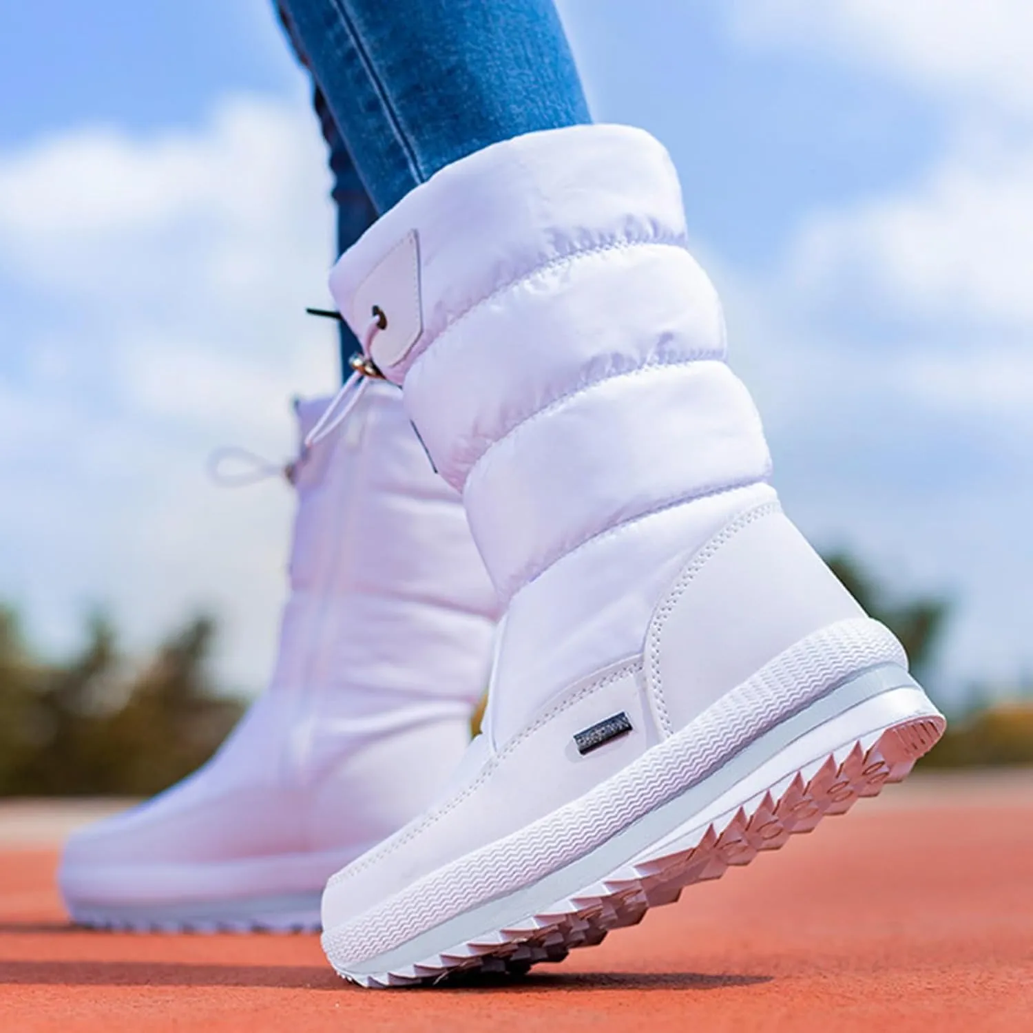 Womens Winter Boots Waterproof Insulated,Casual High Top Walking Slip On Winter Shoes for Women,Lightweight Comfortable Fur Lined Warm Snow Boots for Women
