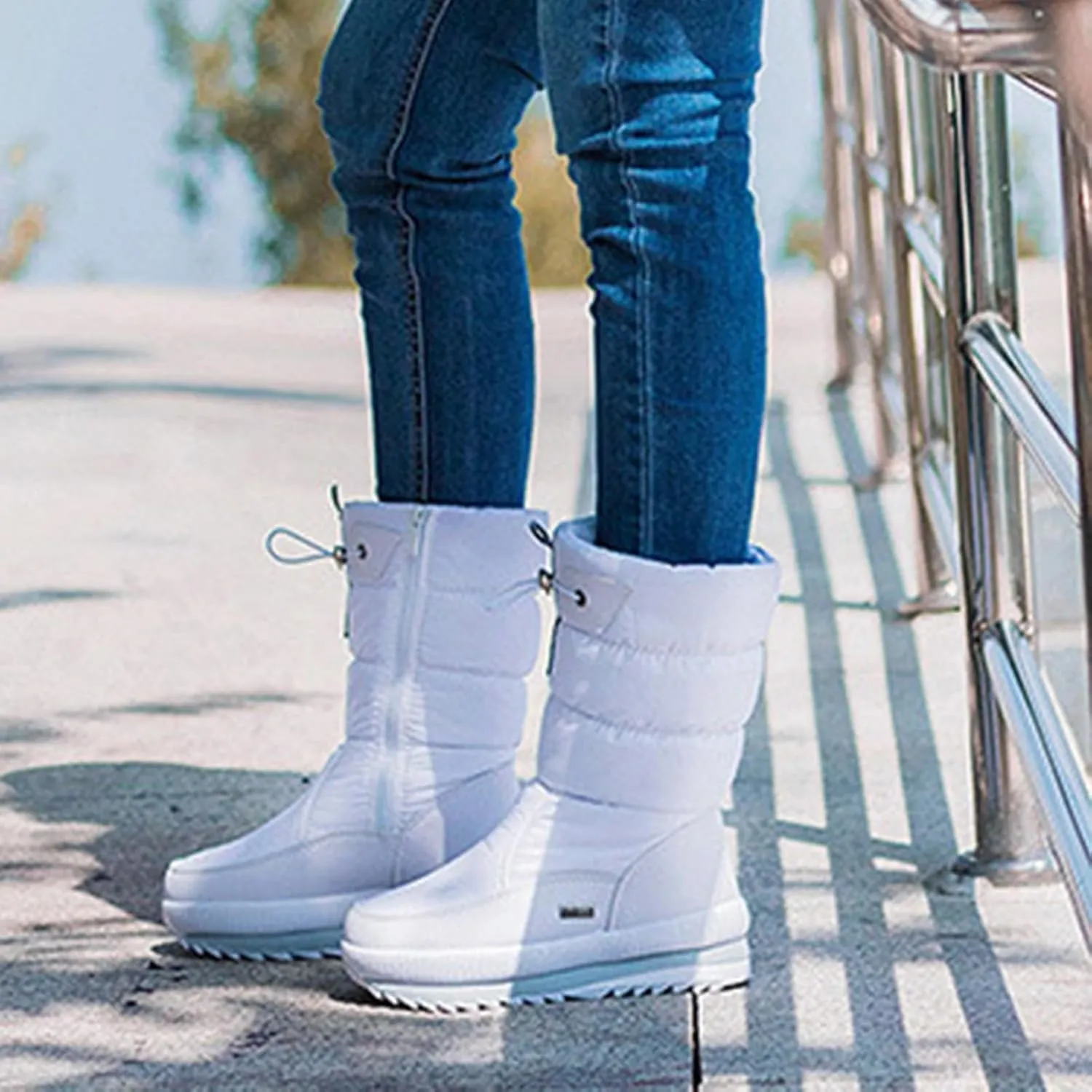 Womens Winter Boots Waterproof Insulated,Casual High Top Walking Slip On Winter Shoes for Women,Lightweight Comfortable Fur Lined Warm Snow Boots for Women