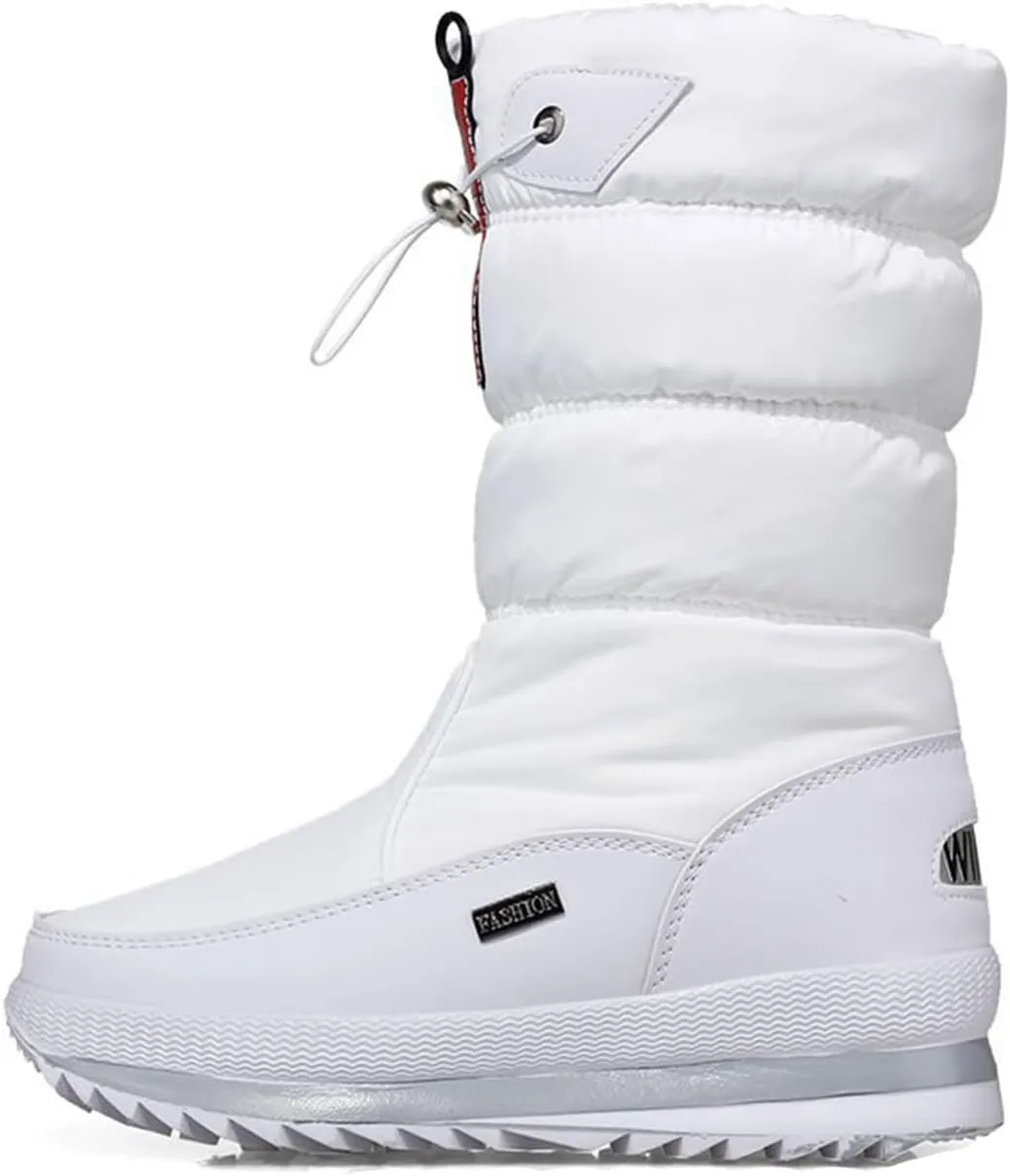 Womens Winter Boots Waterproof Insulated,Casual High Top Walking Slip On Winter Shoes for Women,Lightweight Comfortable Fur Lined Warm Snow Boots for Women