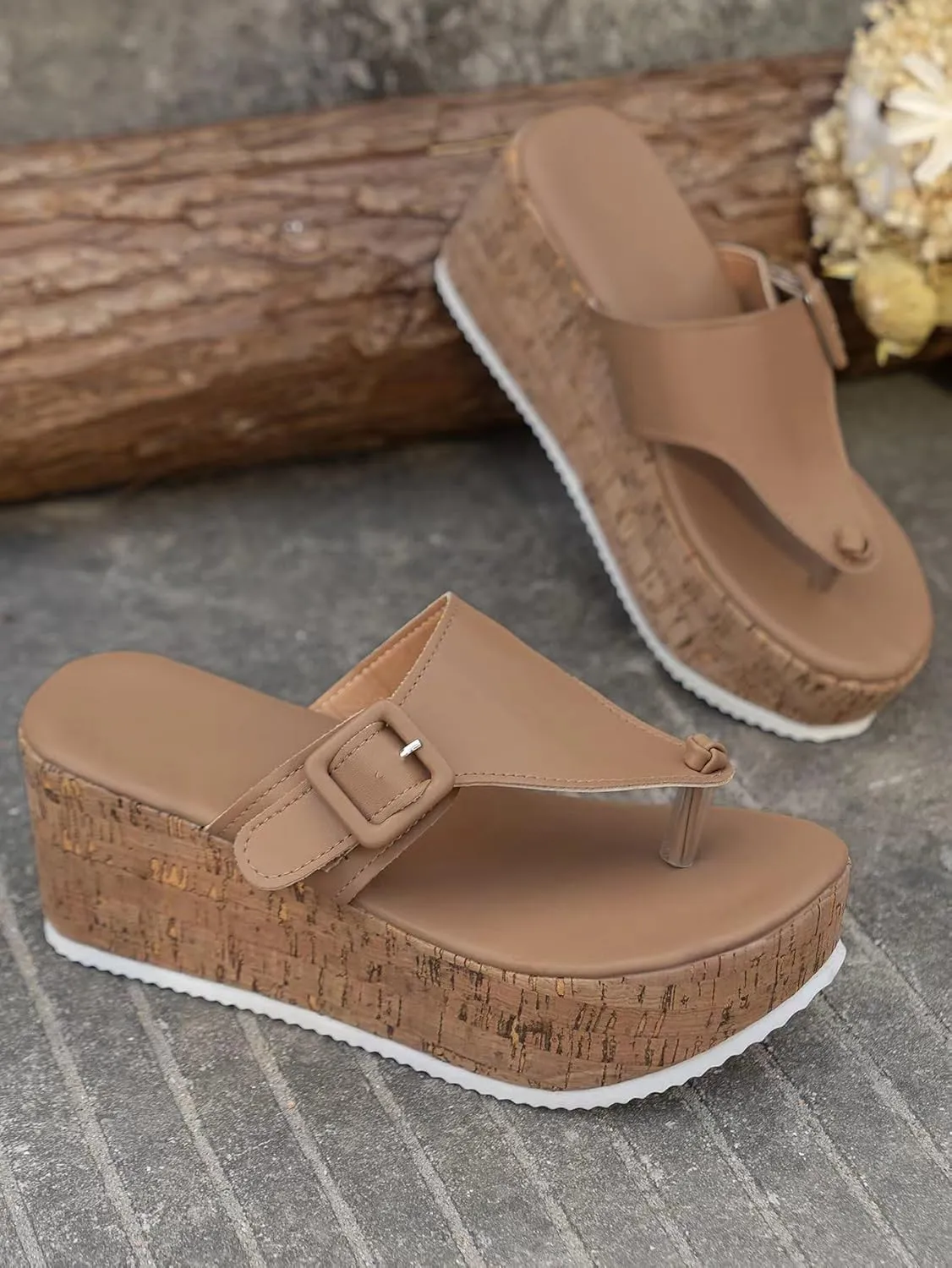 Wooden Clogs for Women Wedge Sandals Flip Flops Mules Slip on Platform Shoes Slippers for Teen Girls - Comfortable Walking Lightweight Running Beach Travel Birthday Gifts Trendy Standing All Day