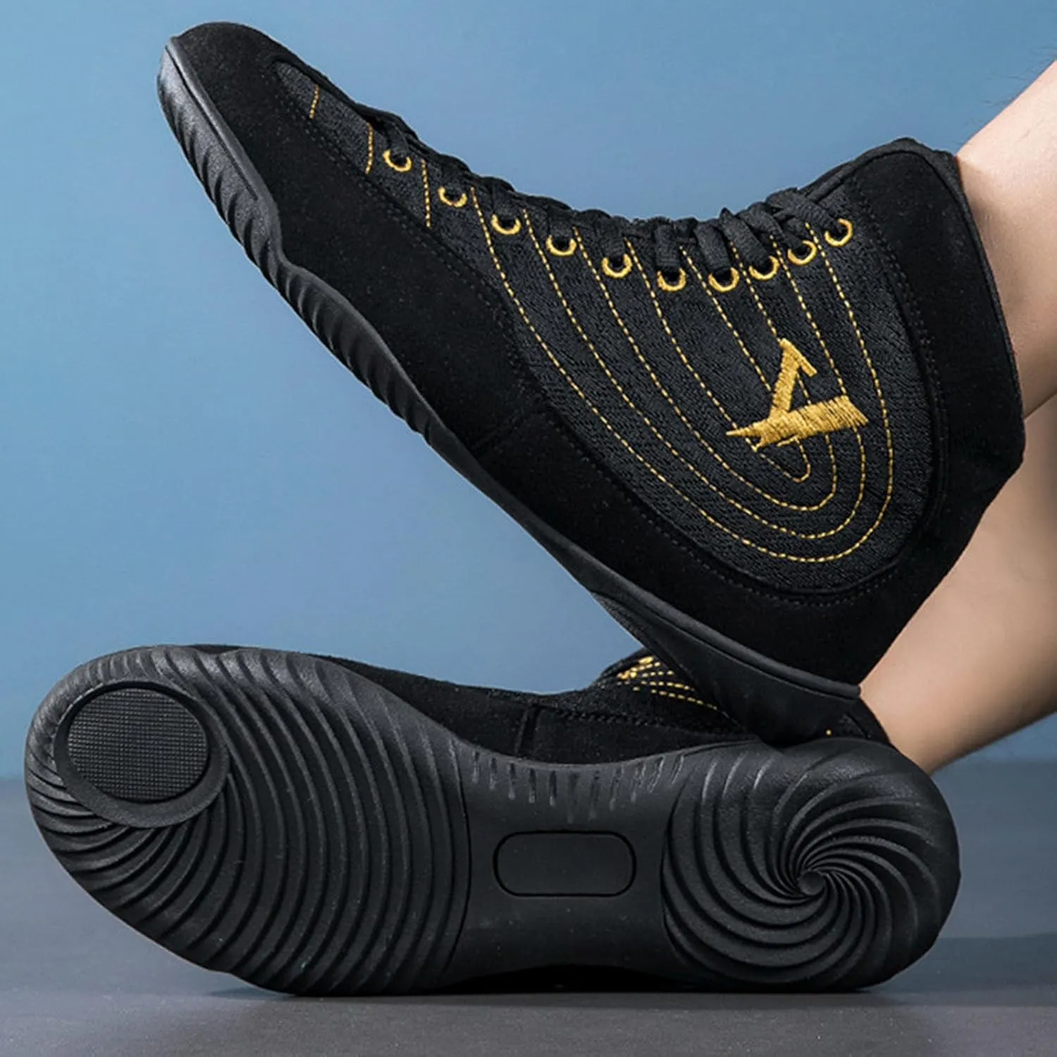 Wrestling Shoes Mens High Top Boxing Fitness Boots Lightweight Breathable for Weightlifting Powerlifting Sneakers