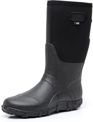 WTW Men's Rain Boots Neoprene - Waterproof Insulated Rubber Mud Boots for Men Winter Snow Work Boots Outdoor