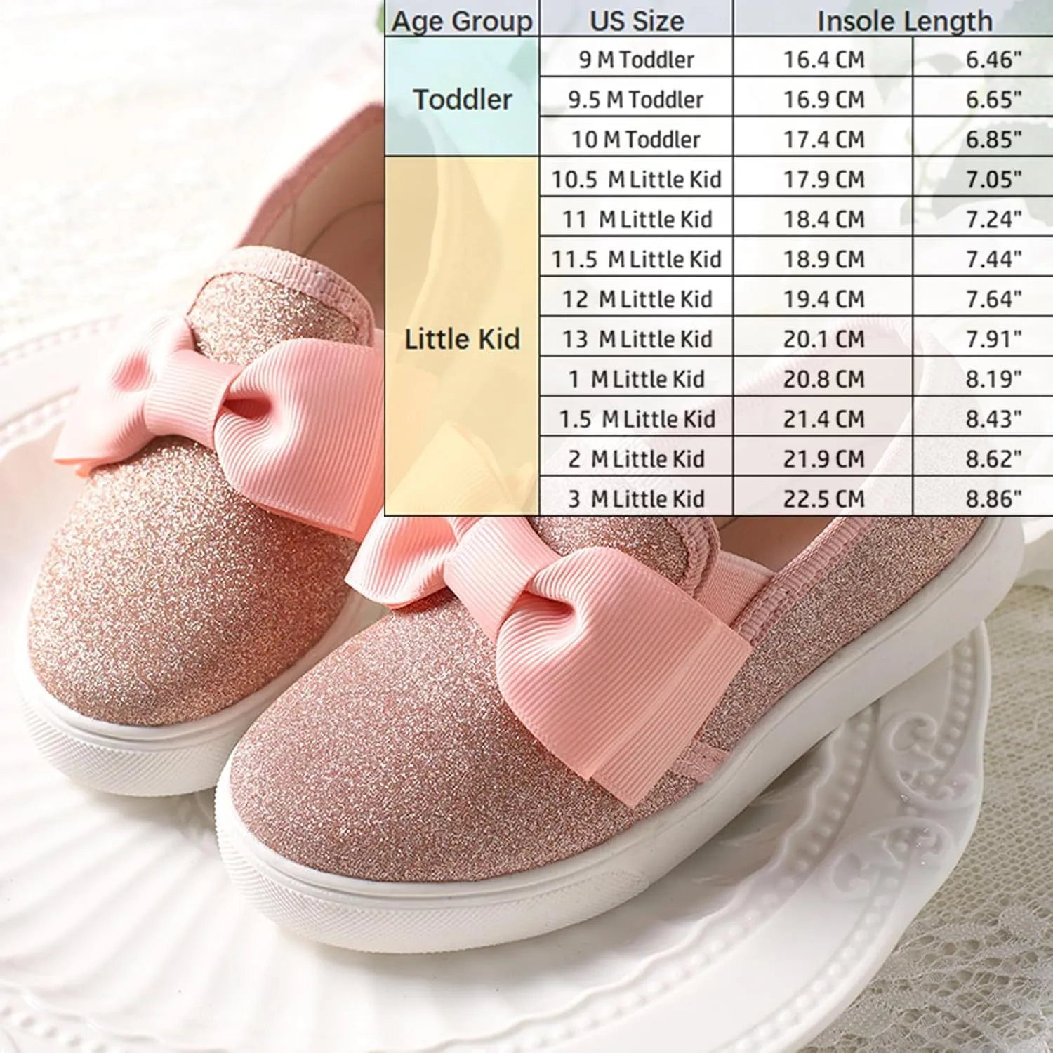 WUIWUIYU Girls Toddlers School Uniform Shoes Loafers Sneakers Slip on Bow Sparkly Walking Casual Glitter Shoe Flats