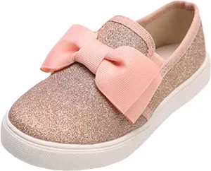 WUIWUIYU Girls Toddlers School Uniform Shoes Loafers Sneakers Slip on Bow Sparkly Walking Casual Glitter Shoe Flats