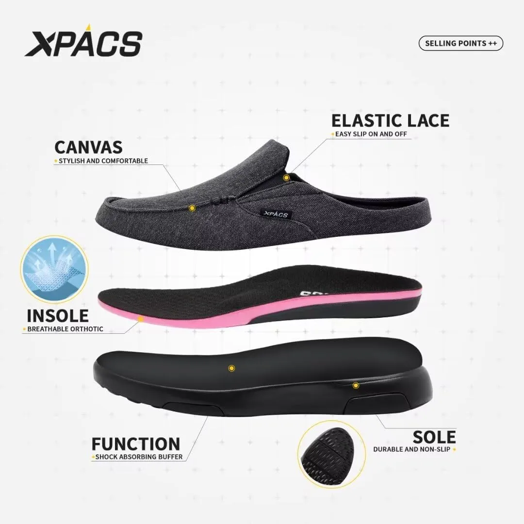 XPACS Men's Orthopedic Comfy Slippers, Stylish Arch Support Casual Shoes for Plantar Fasciitis Recovery, Non Slip Canvas Shoes for Heel and Foot Pain Relief
