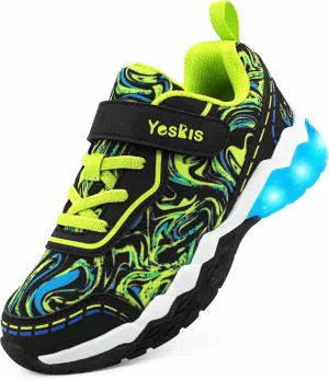 YESKIS Toddler Boys Girls Light Up Shoes LED Flashing Lightweight Mesh Breathable Adorable Running Sneakers for Toddler and Little Kid