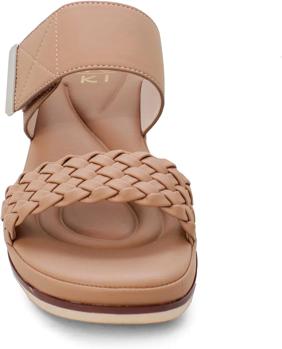 YOKI Women’s Comfort Wedge Sandals with Braided Upper & Gold Accent, Women’s Sandals Dressy Comfortable, Platform Sandals Women, Summer Sandals