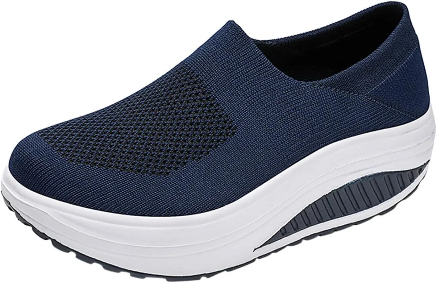 ZBYY Walking Shoes for Women Summer Arch Support Slip On Sneakers Breathable Comfortable Wedge Platform Loafers