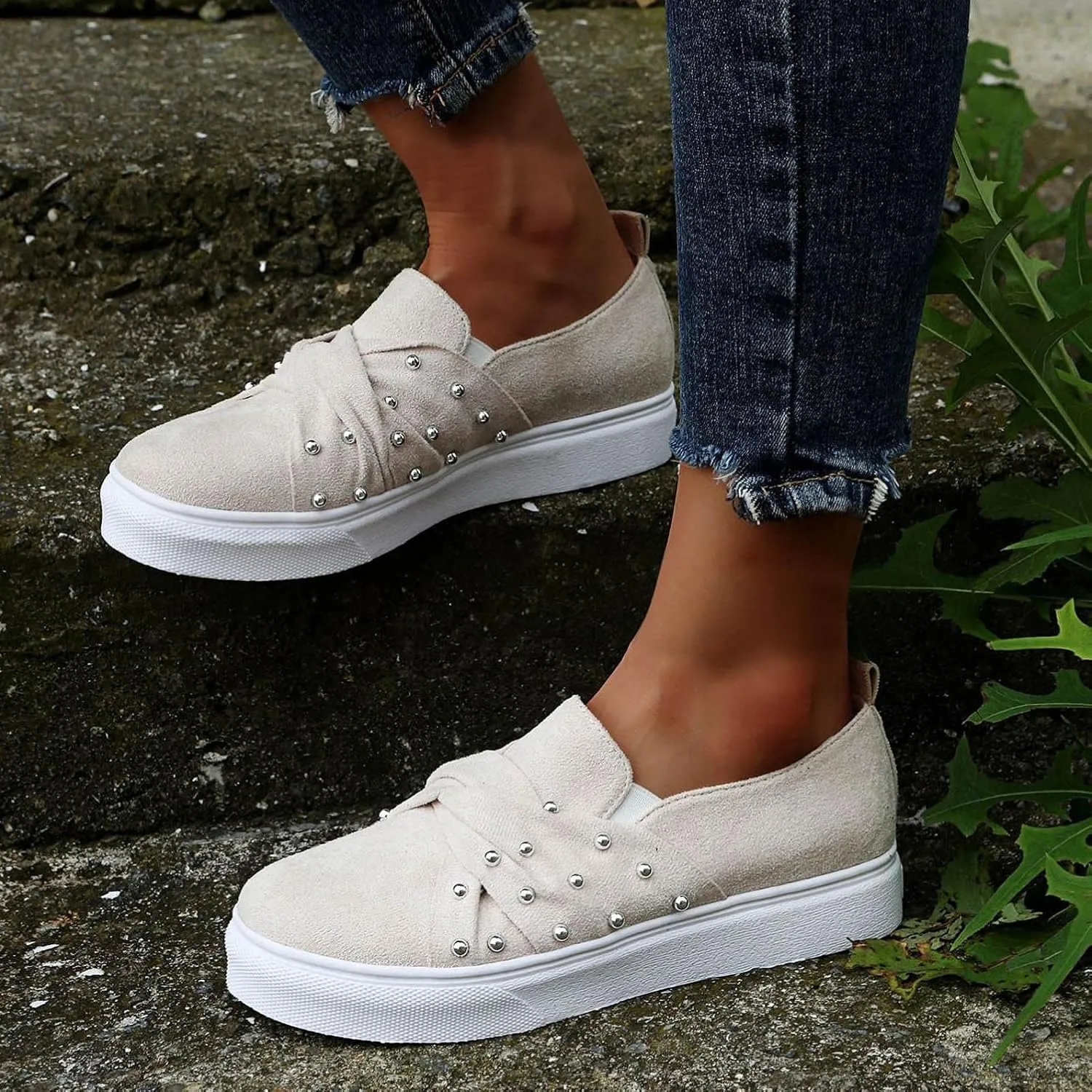 ZBYY Women Fashion Canvas Sneakers Summer Slip On Shoes Low Top Classic Casual Walking Shoes Flats Sneakers