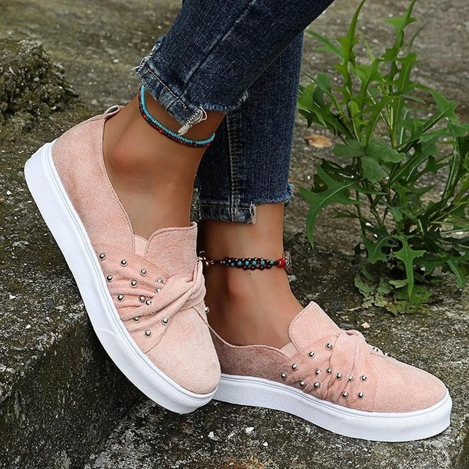 ZBYY Women Fashion Canvas Sneakers Summer Slip On Shoes Low Top Classic Casual Walking Shoes Flats Sneakers