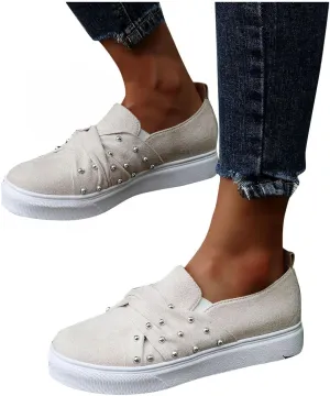 ZBYY Women Fashion Canvas Sneakers Summer Slip On Shoes Low Top Classic Casual Walking Shoes Flats Sneakers