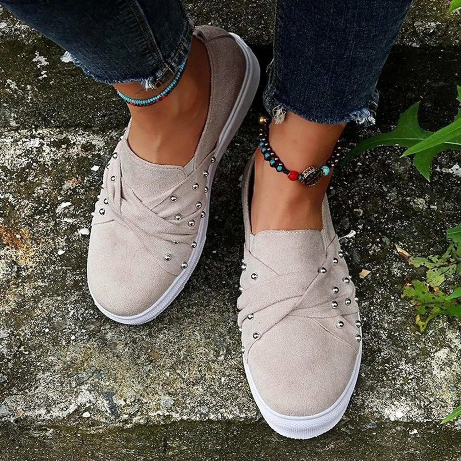 ZBYY Women Fashion Canvas Sneakers Summer Slip On Shoes Low Top Classic Casual Walking Shoes Flats Sneakers