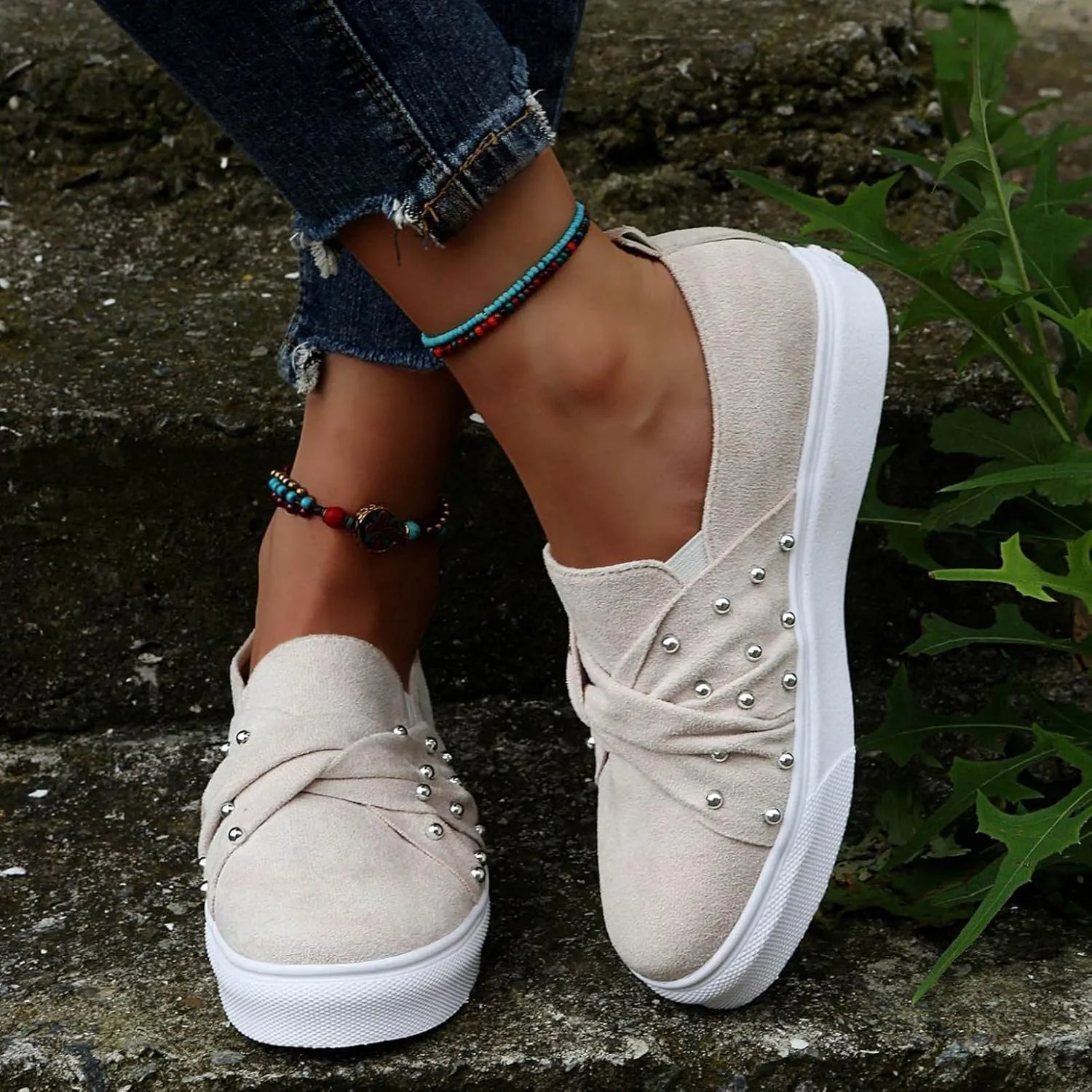 ZBYY Women Fashion Canvas Sneakers Summer Slip On Shoes Low Top Classic Casual Walking Shoes Flats Sneakers