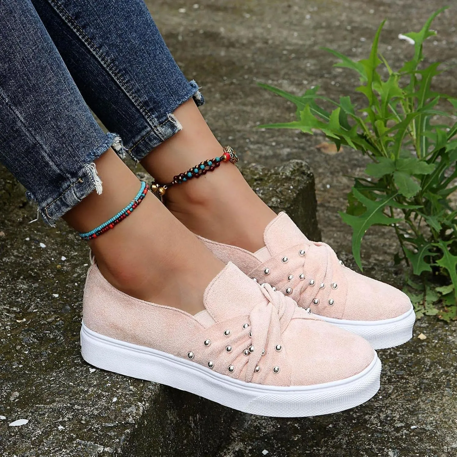 ZBYY Women Fashion Canvas Sneakers Summer Slip On Shoes Low Top Classic Casual Walking Shoes Flats Sneakers
