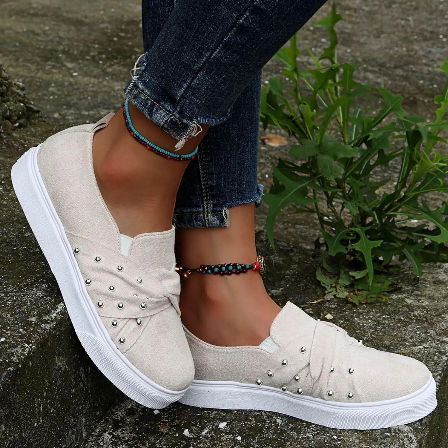 ZBYY Women Fashion Canvas Sneakers Summer Slip On Shoes Low Top Classic Casual Walking Shoes Flats Sneakers