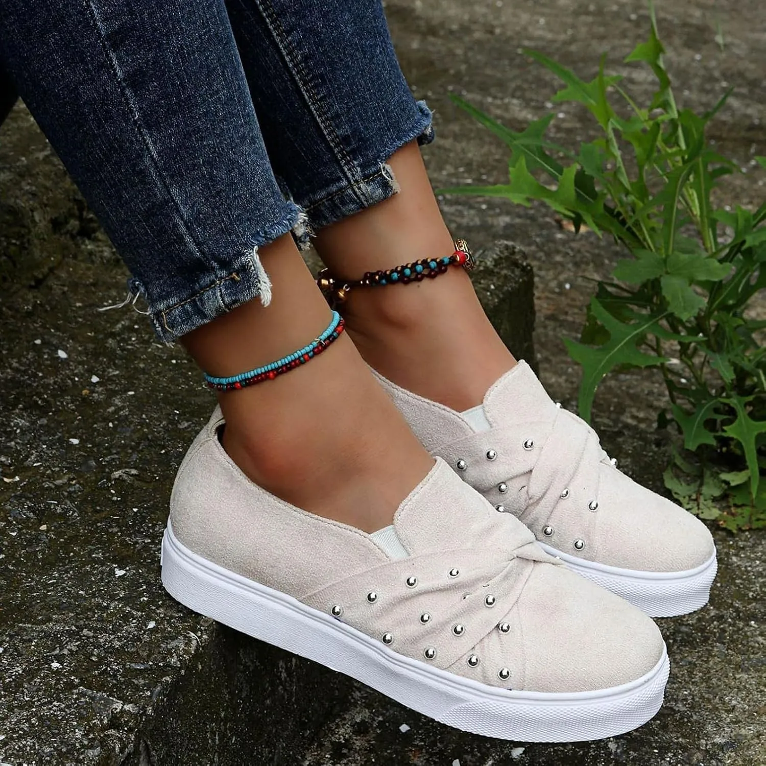 ZBYY Women Fashion Canvas Sneakers Summer Slip On Shoes Low Top Classic Casual Walking Shoes Flats Sneakers