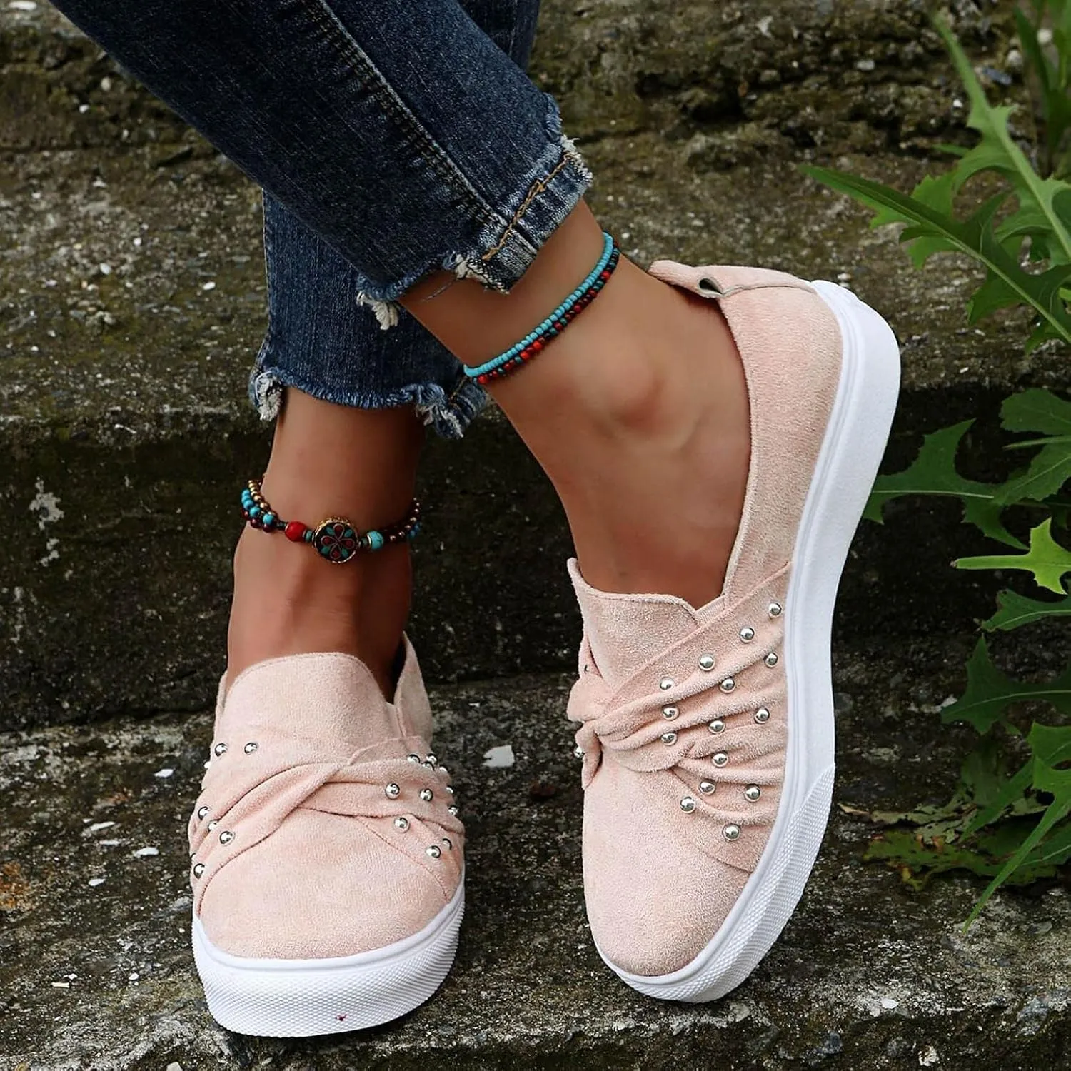 ZBYY Women Fashion Canvas Sneakers Summer Slip On Shoes Low Top Classic Casual Walking Shoes Flats Sneakers