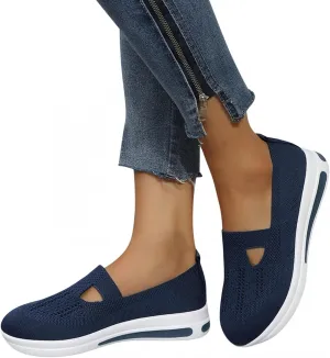 ZBYY Women's Comfort Walking Shoes,Summer Breathable Knitted Lightweight Slip On Sneaker Working Casual Nurse Sneakers