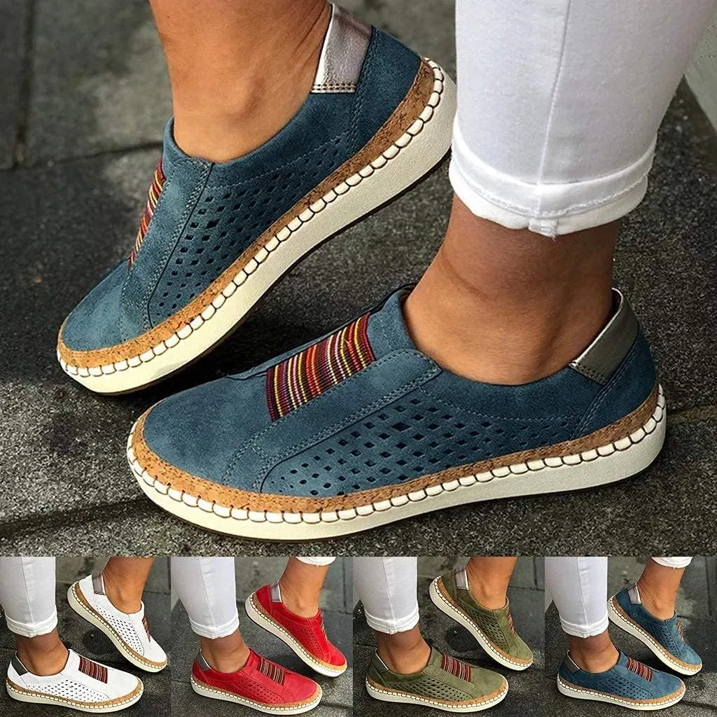 ZBYY Women's Fashion Slip-On Sneaker Breathable Casual Flat Loafers Flats Rubber Sole Canvas Shoes Summer Beach Shoes