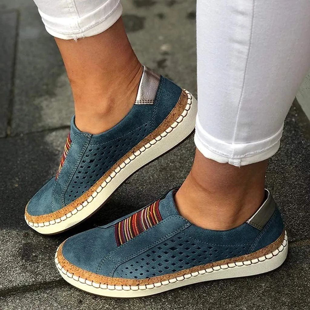 ZBYY Women's Fashion Slip-On Sneaker Breathable Casual Flat Loafers Flats Rubber Sole Canvas Shoes Summer Beach Shoes