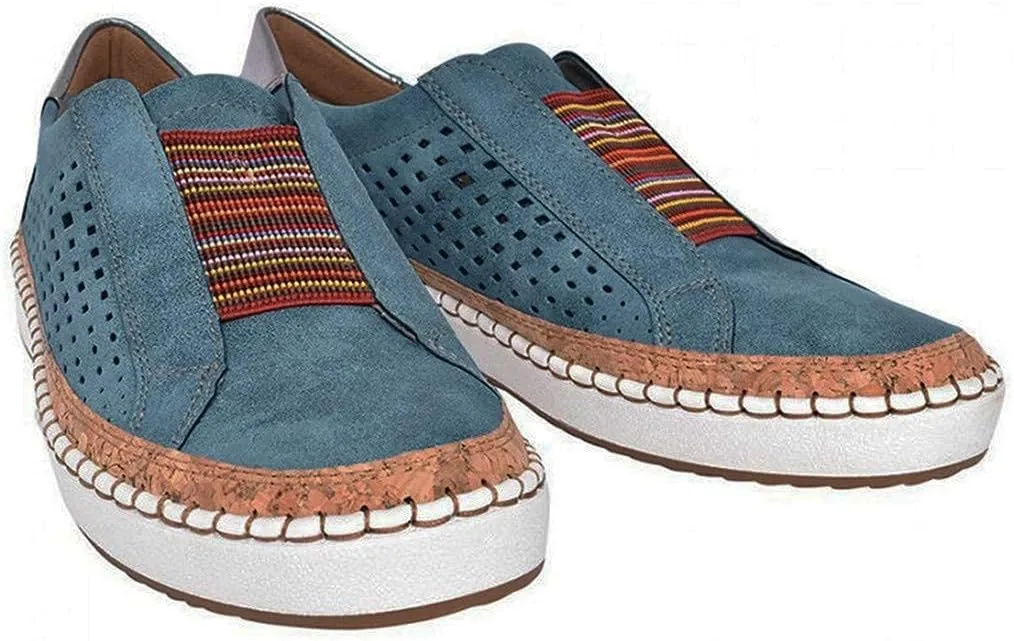 ZBYY Women's Fashion Slip-On Sneaker Breathable Casual Flat Loafers Flats Rubber Sole Canvas Shoes Summer Beach Shoes