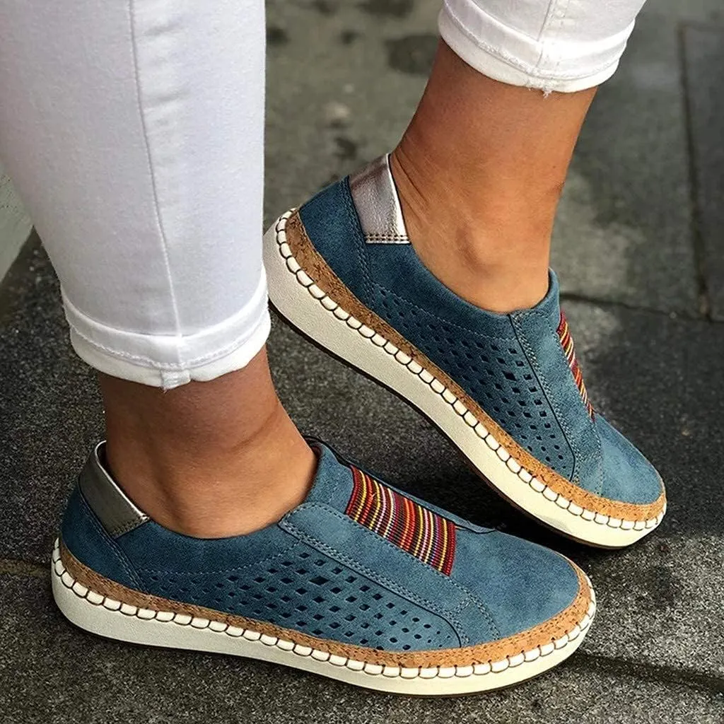 ZBYY Women's Fashion Slip-On Sneaker Breathable Casual Flat Loafers Flats Rubber Sole Canvas Shoes Summer Beach Shoes