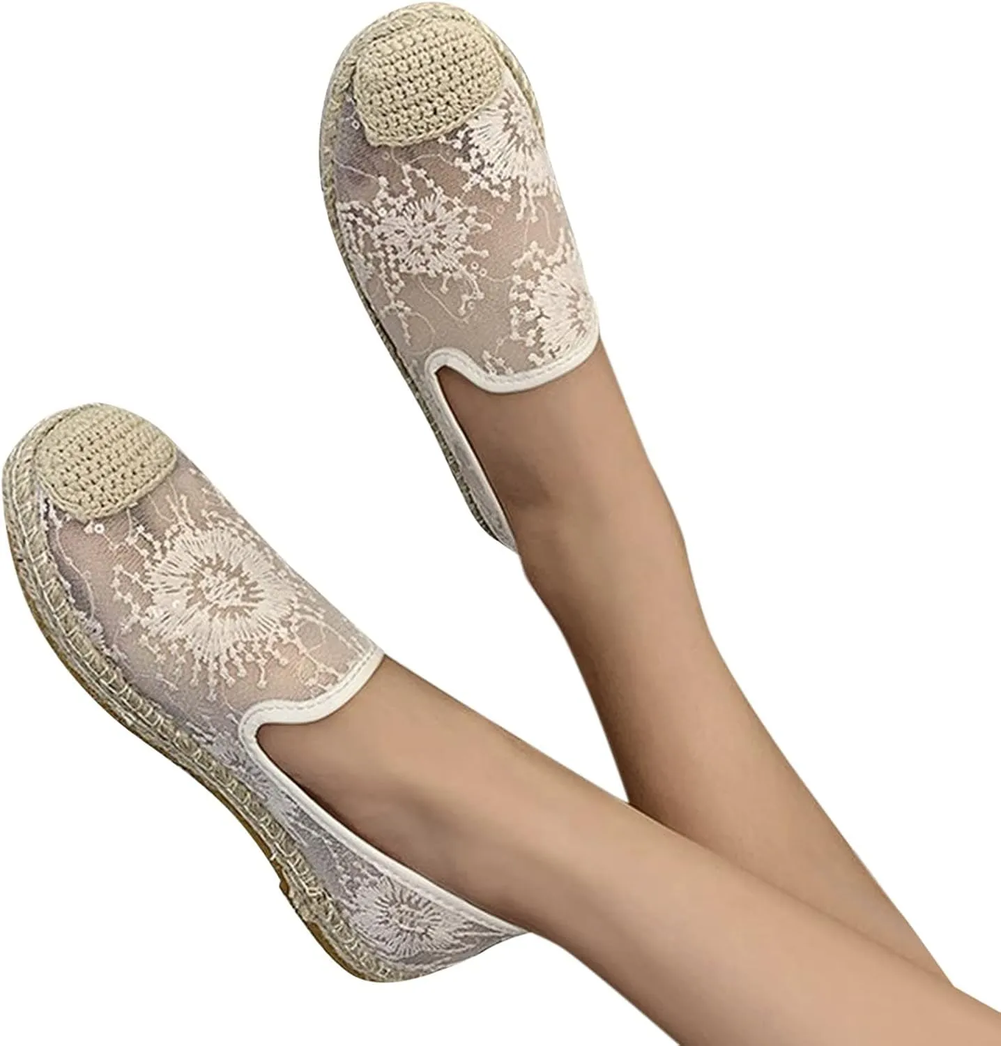 ZBYY Women's Lace Sneaker Slip-ons Loafers Shoes for Womens Casual Round Toe Soft Comfortable Walking Flats Shoes