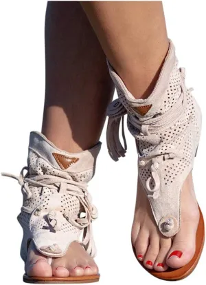 ZBYY Womens Suede Tassels Thong Flat Sandals Girls Gladiator Summer Bohemian Flip Flops Fringe Roman Beach Shoes