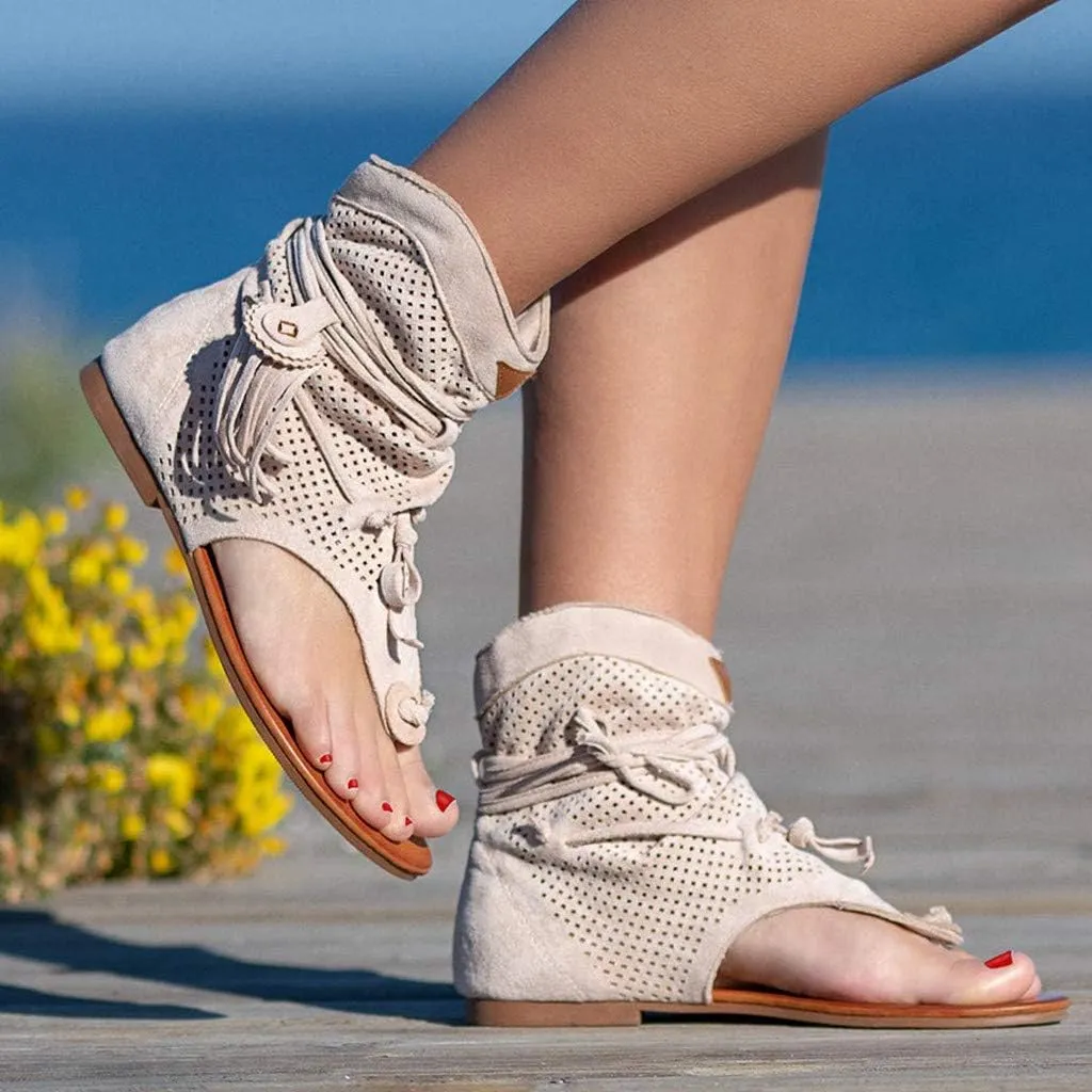ZBYY Womens Suede Tassels Thong Flat Sandals Girls Gladiator Summer Bohemian Flip Flops Fringe Roman Beach Shoes