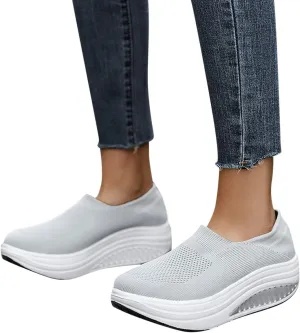 ZBYY Women's Wedge Running Shoes Comfort Slip On Athletic Tennis Walking Breathable Sneakers Fashion Wedges Shoes