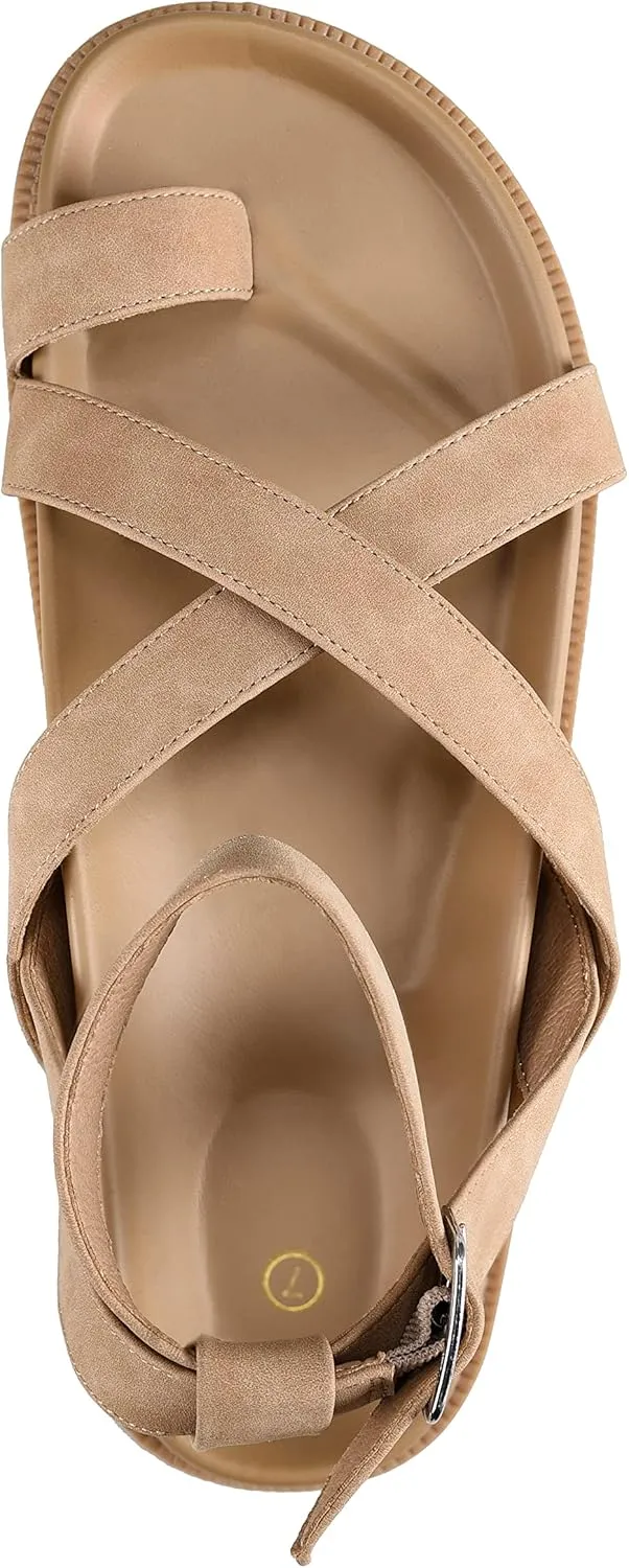 zero-sum Women's Gladiator Strap Sandals Comfort Footbed Fisherman Thong Cross Strappy Sandals